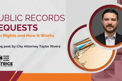 File folders and City Attorney Taylor Rivera