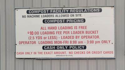 Pricing sign at City Compost Site